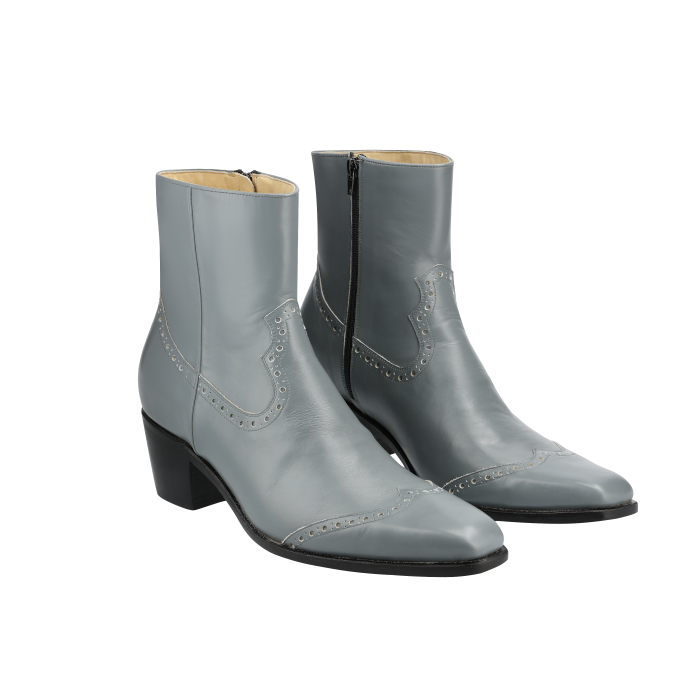 Stivaletti alla caviglia in pelle grigia Sirivannari